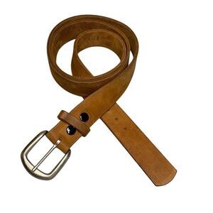 Belt Top Grain Leather Brown Bauman & Co Mens’s Sz 46 Chrome Buckle